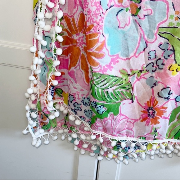 Lilly Pullitzer Target Nosey Posie Scarf With Pom Poms Swim Cover-Up - Picture 4 of 9